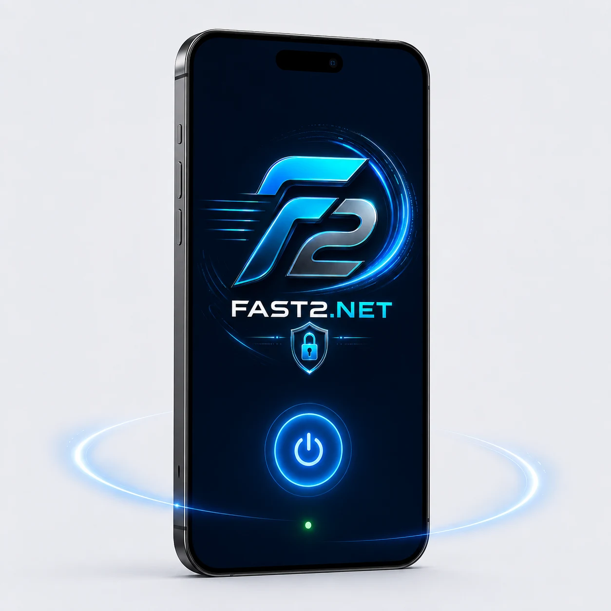 Smartphone with the FAST2.NET logo and a VPN connection indicator — an illustration of connecting through Happ